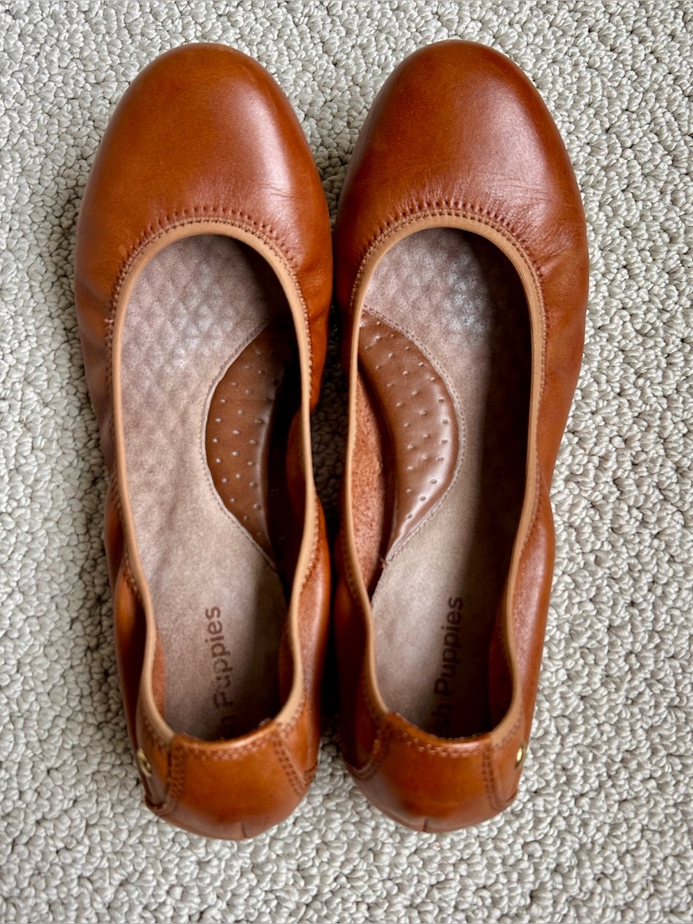Hush Puppies Tan Leather Flats Size 9.5 Women